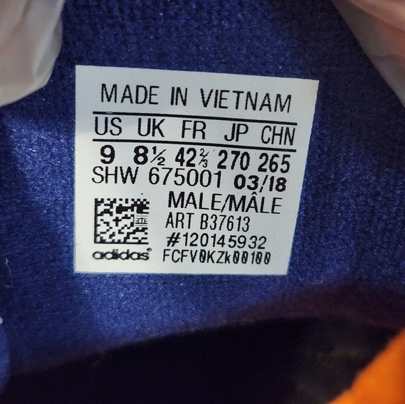 ADIDAS YOUNG 1. HI - RES ORANGE LOW TOP SHOES NAVY BLUE MEN'S SIZE 9 - Picture 8 of 9